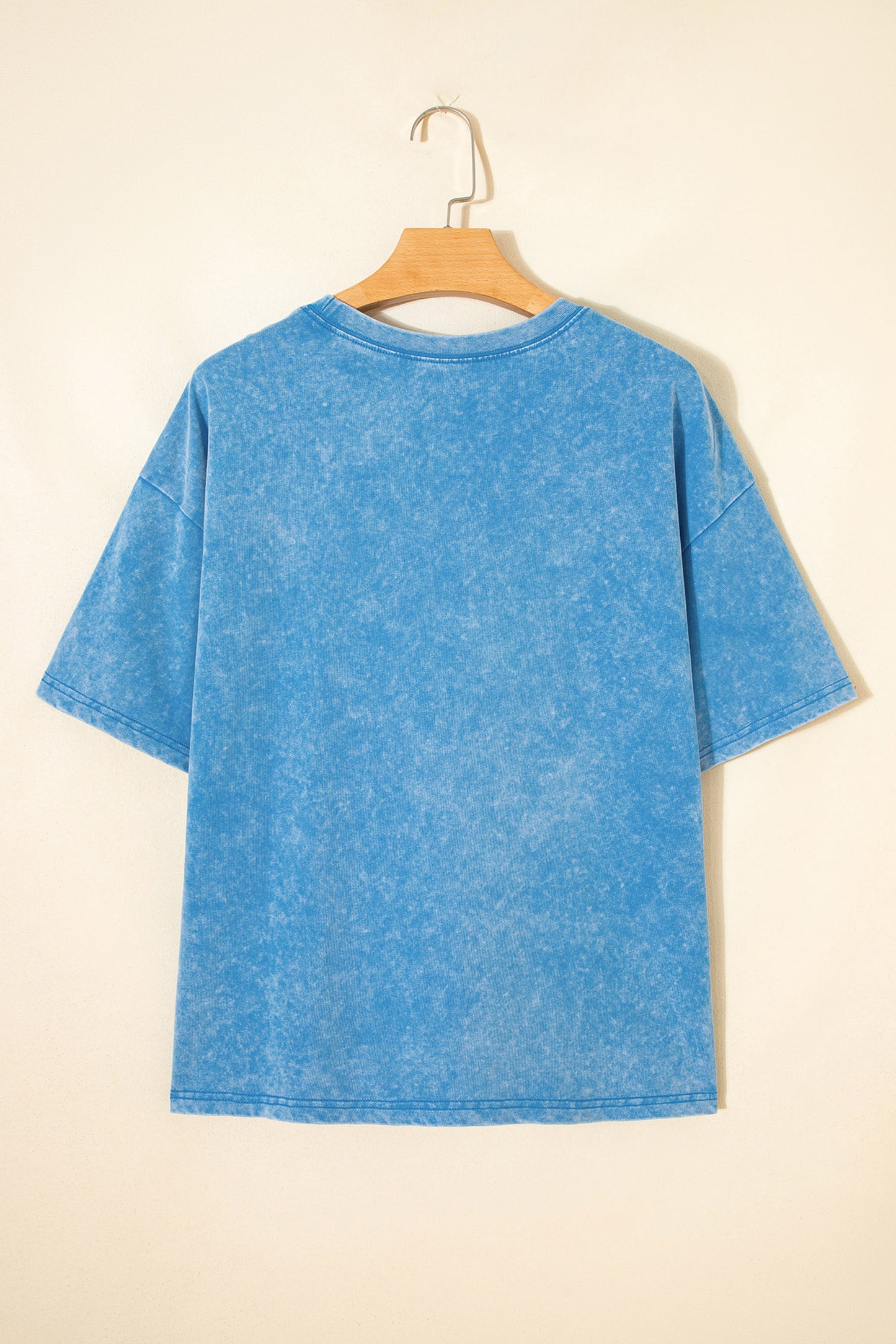 Blue USA Chenille Patch Graphic Retro Washed Cotton T Shirt
