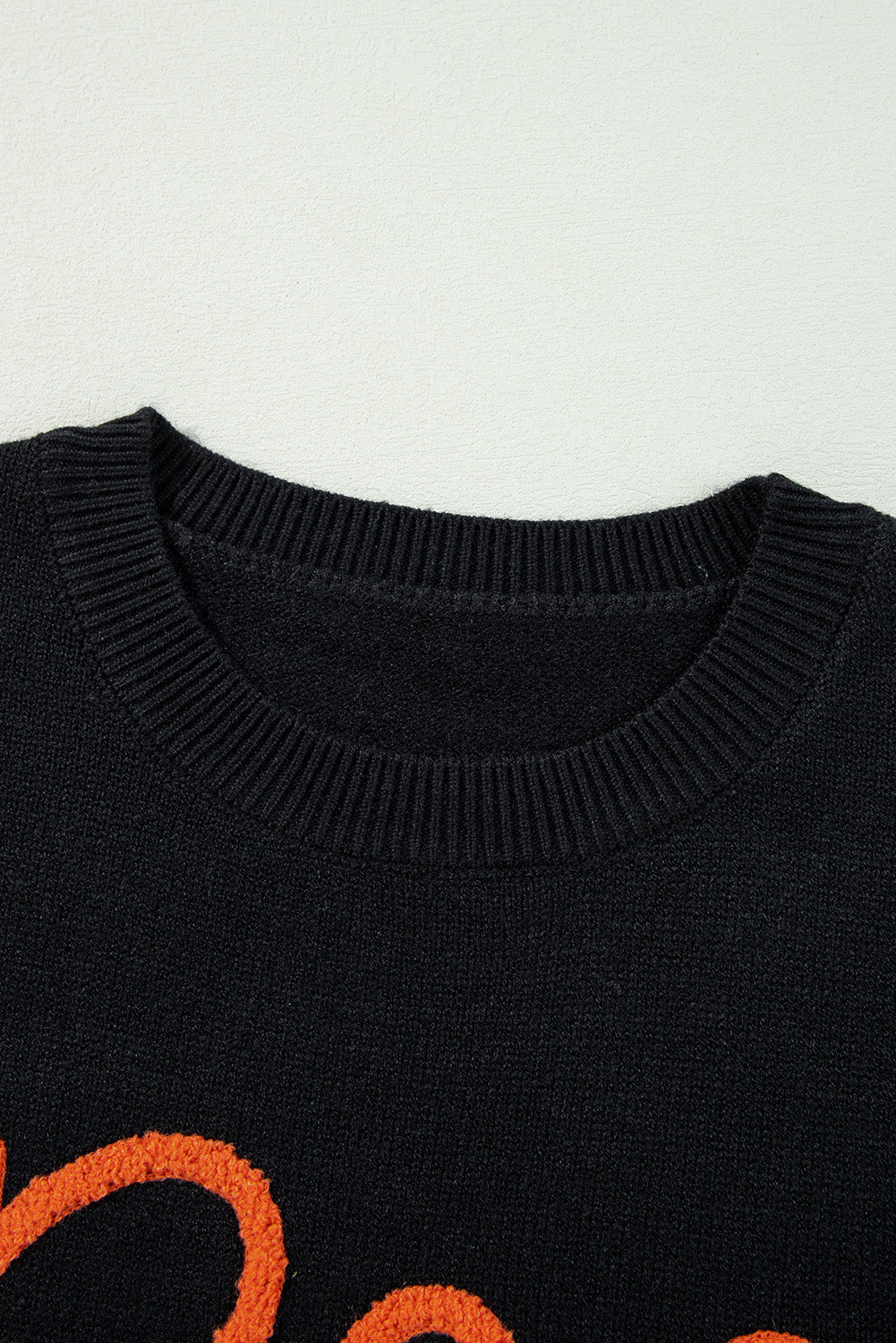 Black Halloween Boo Drop Shoulder Knit Sweater