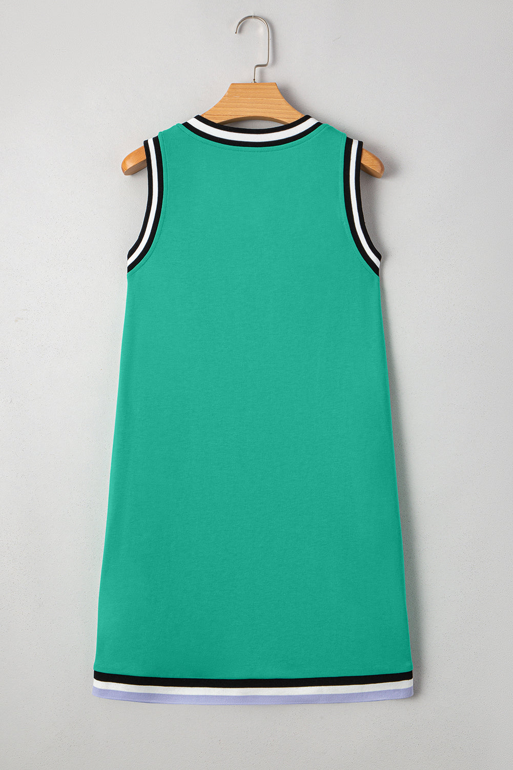 Mint Green Bow Graphic Contrast Trim Game Day Sleeveless Dress