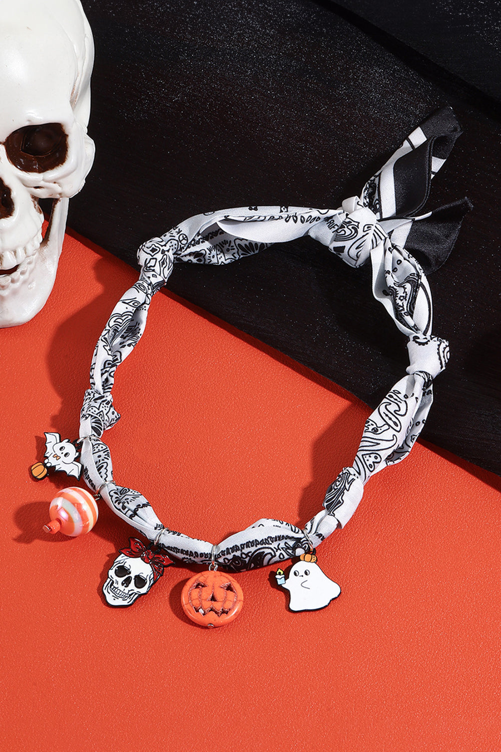 White Ghost Pumpkin Pendants Halloween Costume Scarf Necklace