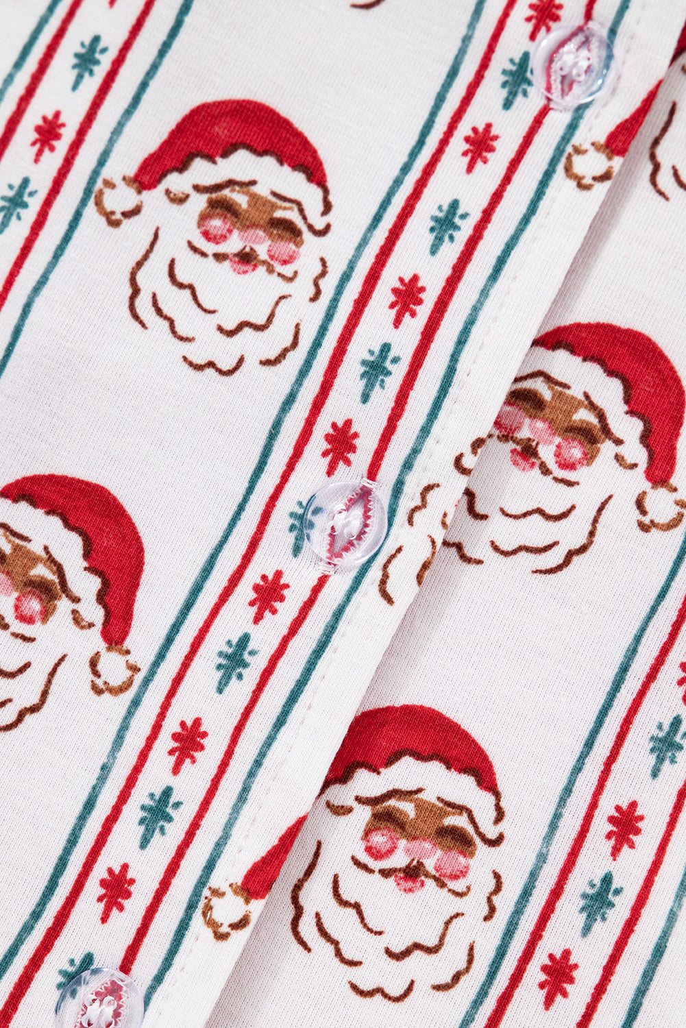 White Christmas Santa Claus Contrast Ruffle Trim Pajama Set