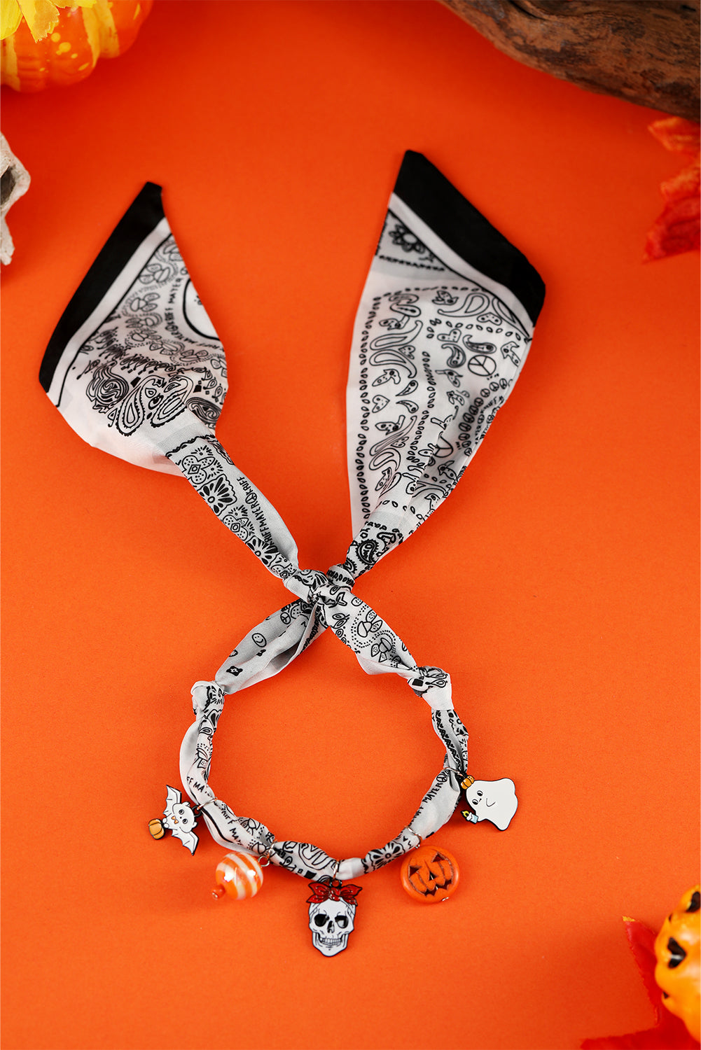 White Ghost Pumpkin Pendants Halloween Costume Scarf Necklace
