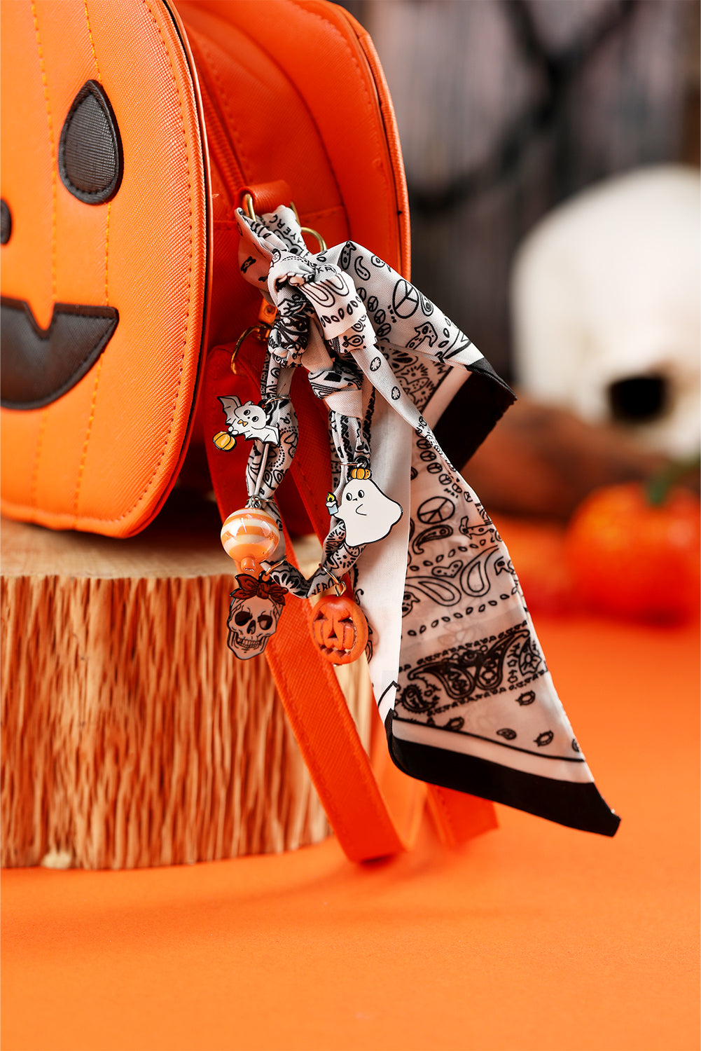White Ghost Pumpkin Pendants Halloween Costume Scarf Necklace