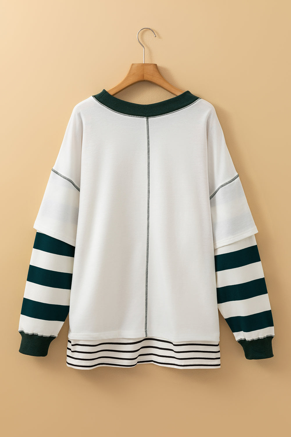 White Stripe Bowknot Pattern Contrast Trim Game Day Sweatshirt