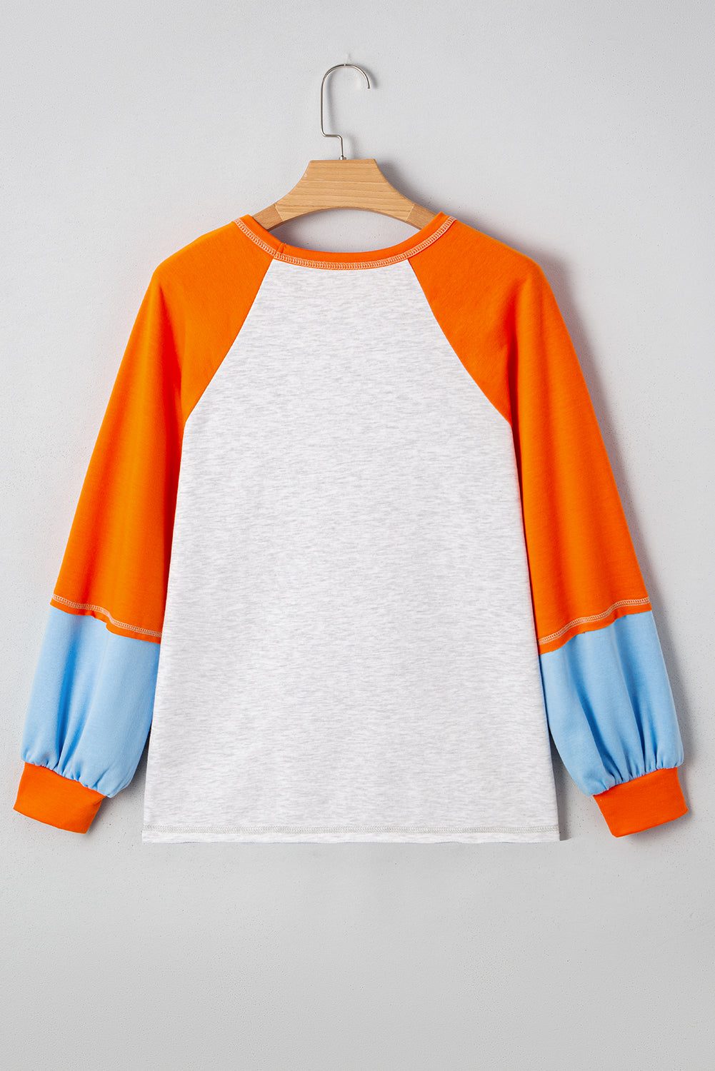 Light Grey Chenille Halloween Pumpkin Terry Flocking Long Sleeve Top