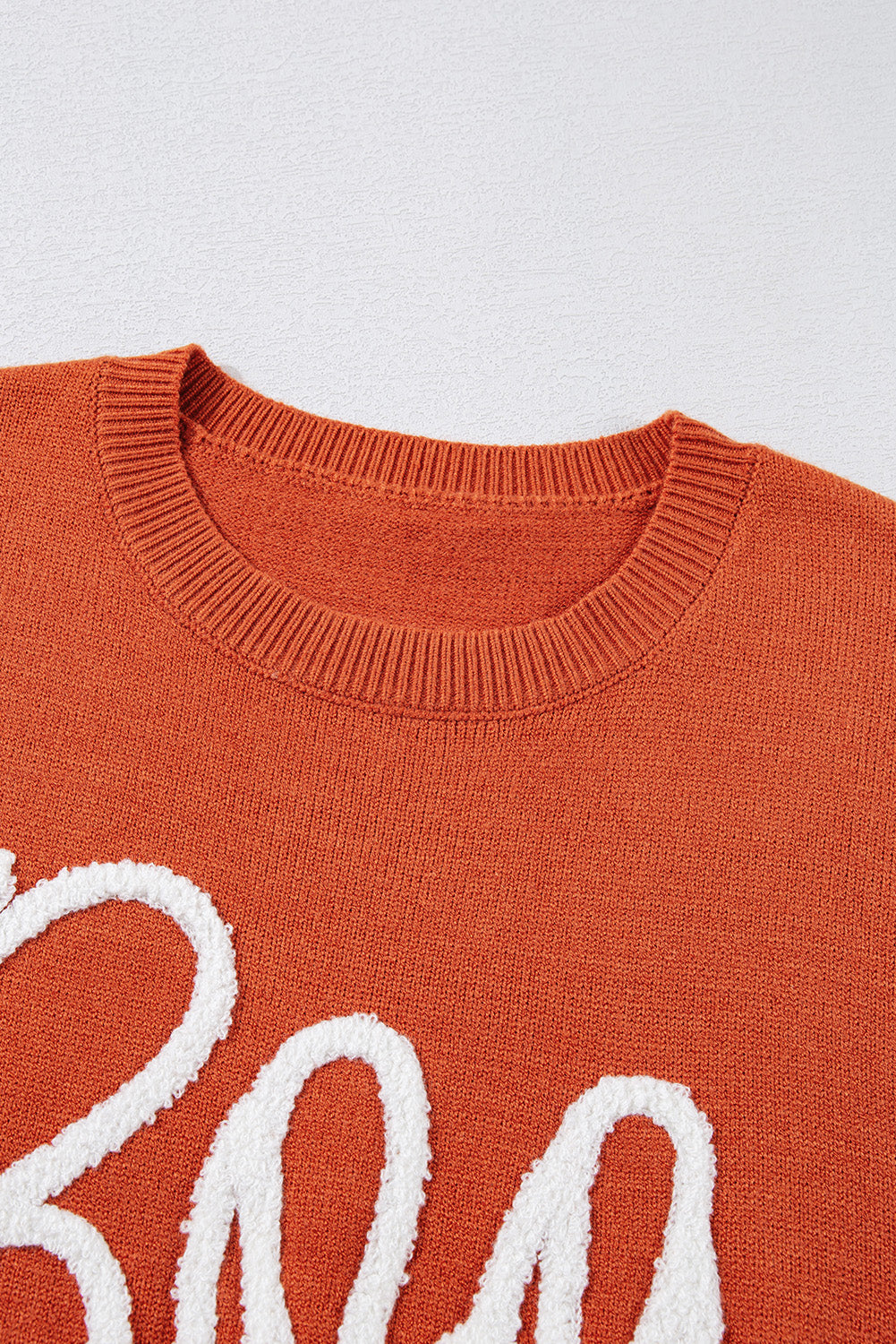 Black Halloween Boo Drop Shoulder Knit Sweater