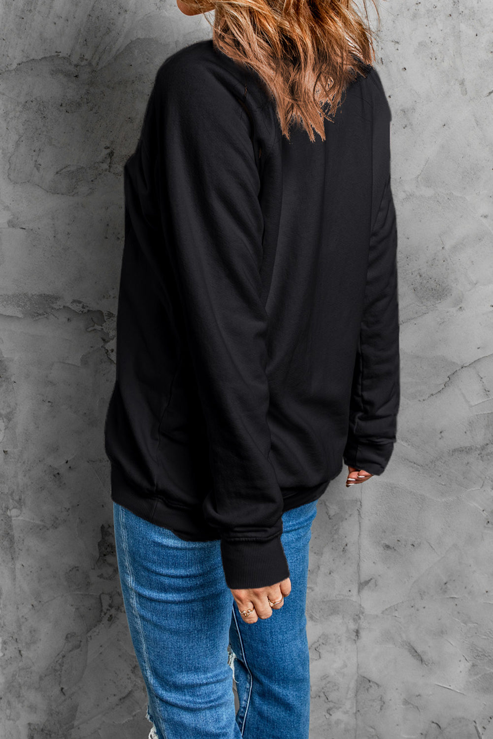 Black Lets Rodeo Western Print Pullover Sweatshirt