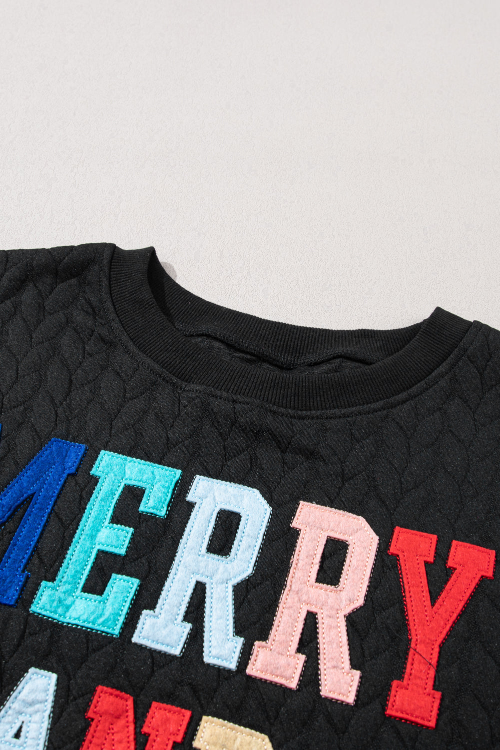 Blackish Green Merry And Bright Quilted Sweatshirt