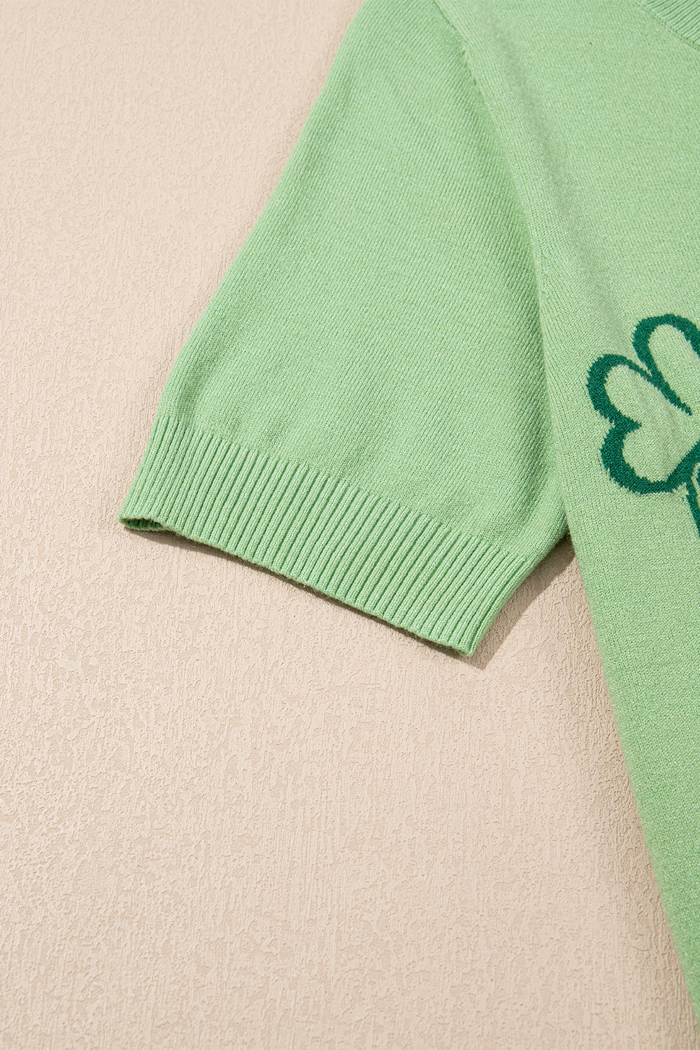 Green Holiday Jacquard Pattern Short Sleeve Cardigan