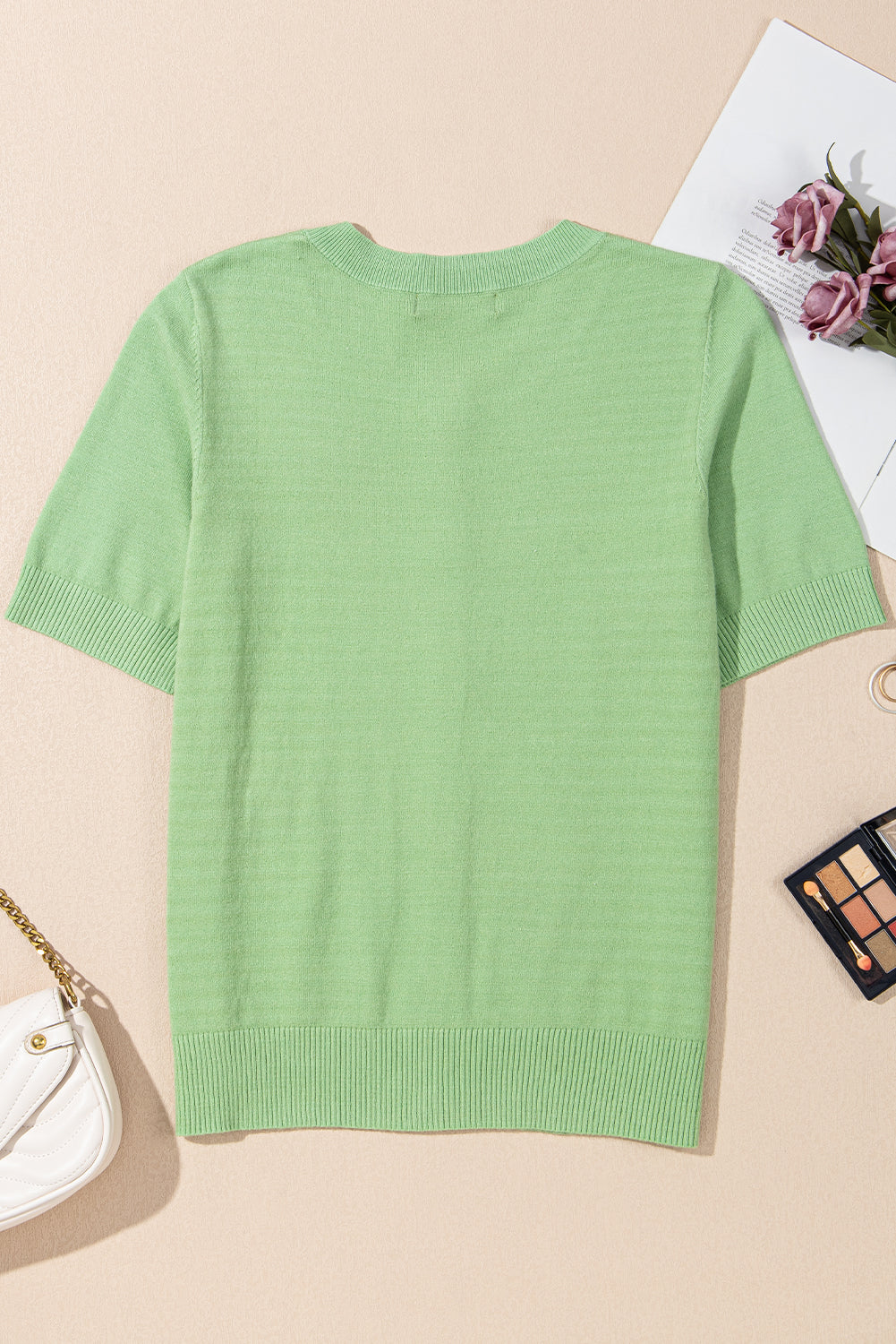 Green Holiday Jacquard Pattern Short Sleeve Cardigan