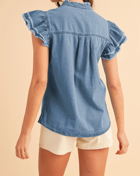 Button Front Ruffled Top