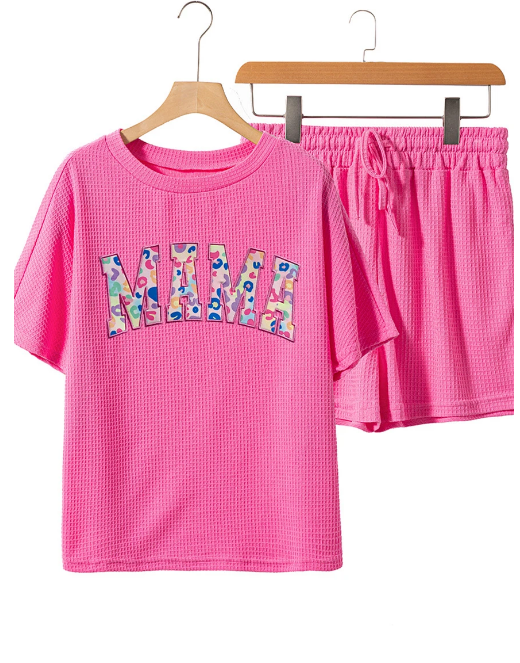 Waffle MAMA Graphic Tee & Drawstring Shorts Set