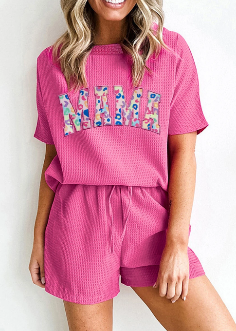 Waffle MAMA Graphic Tee & Drawstring Shorts Set