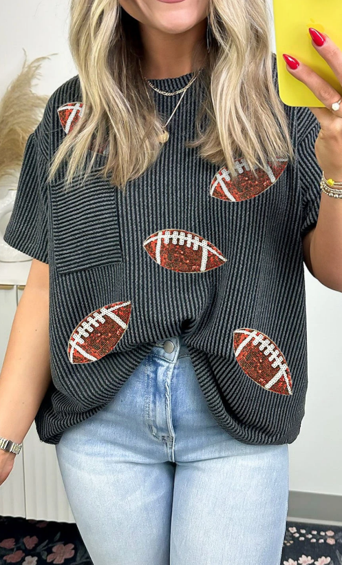 Sequin Rugby Graphic Pocket Tee