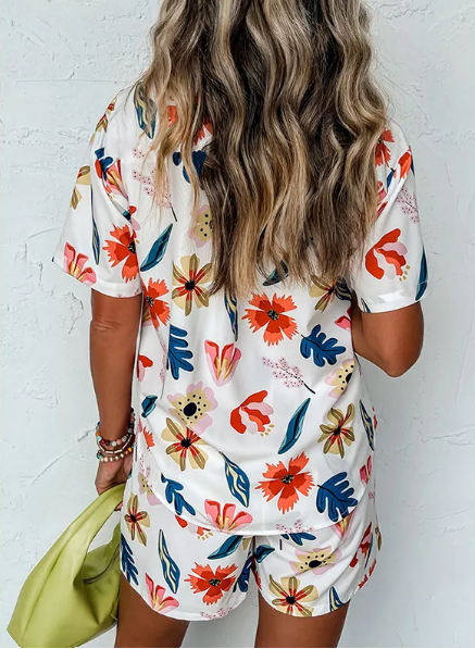 Floral Pattern Short Sleeve Shirt and Short Set