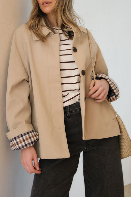 Parchment Plaid Lined Collar Trench