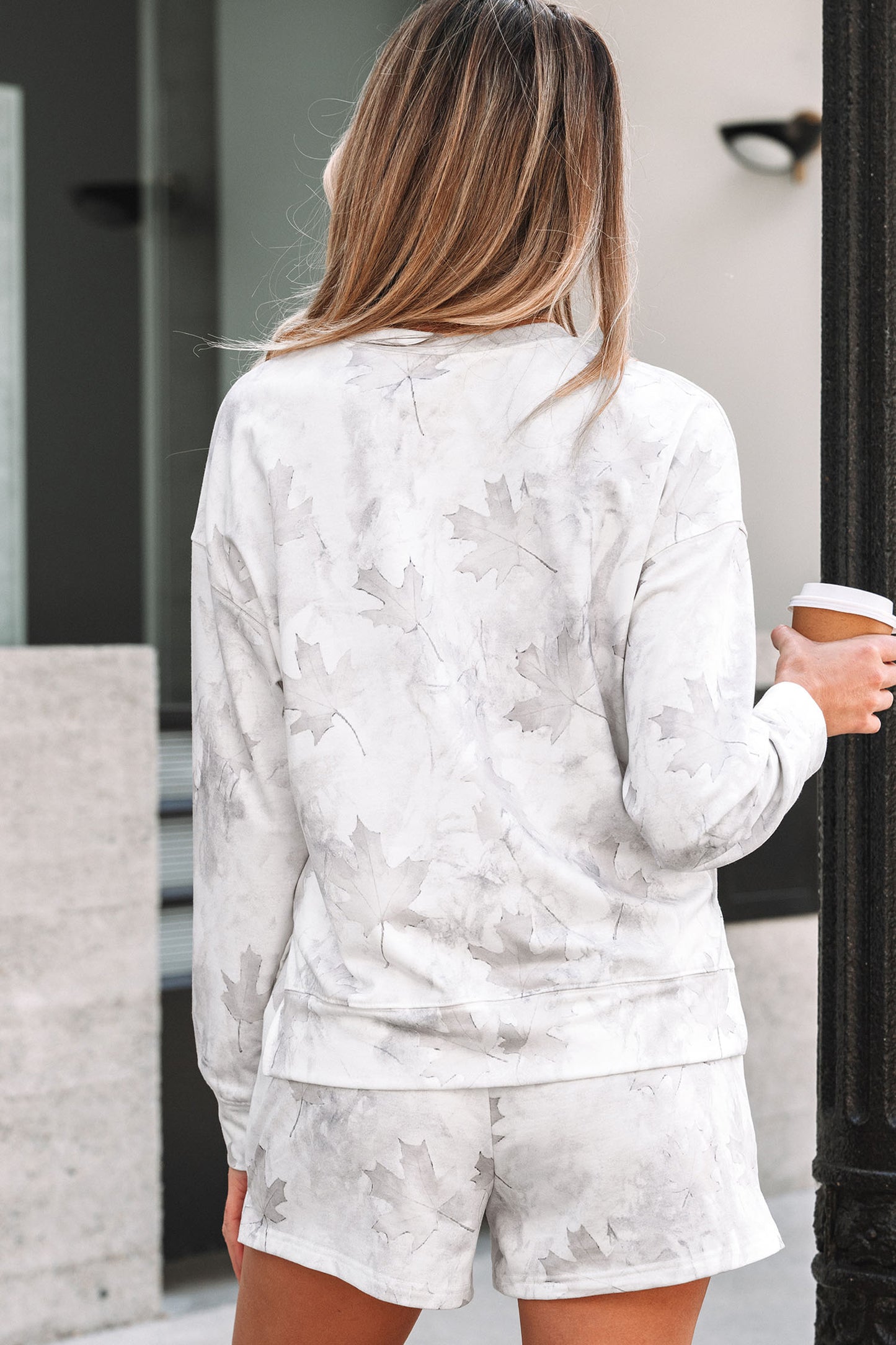 Beige Maple Woodland Print queen of mardi Sequin Patched 2pcs Short Set