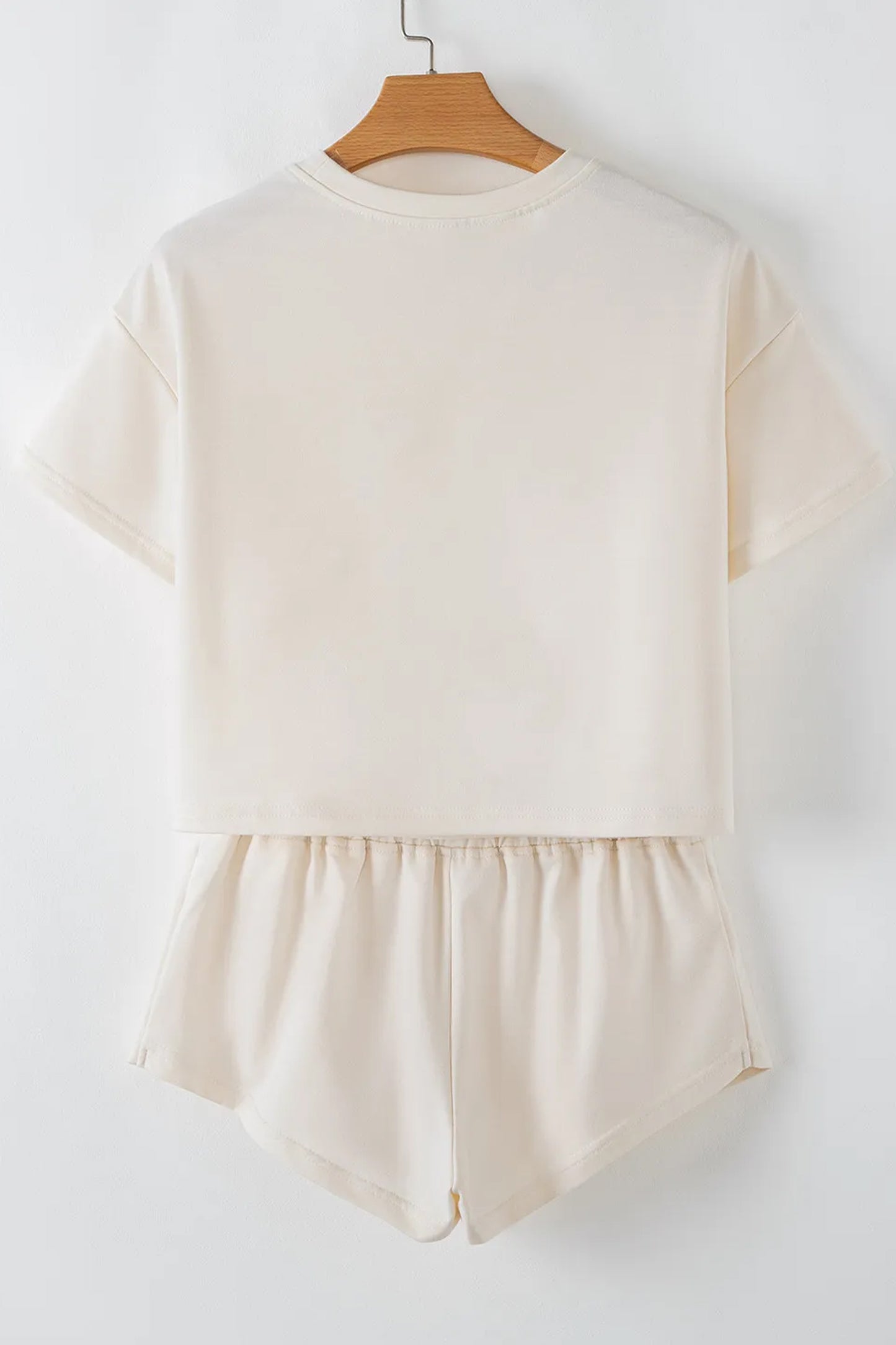 Beige Sequin Patriotic Star Cropped Tee Skort 2pcs Set