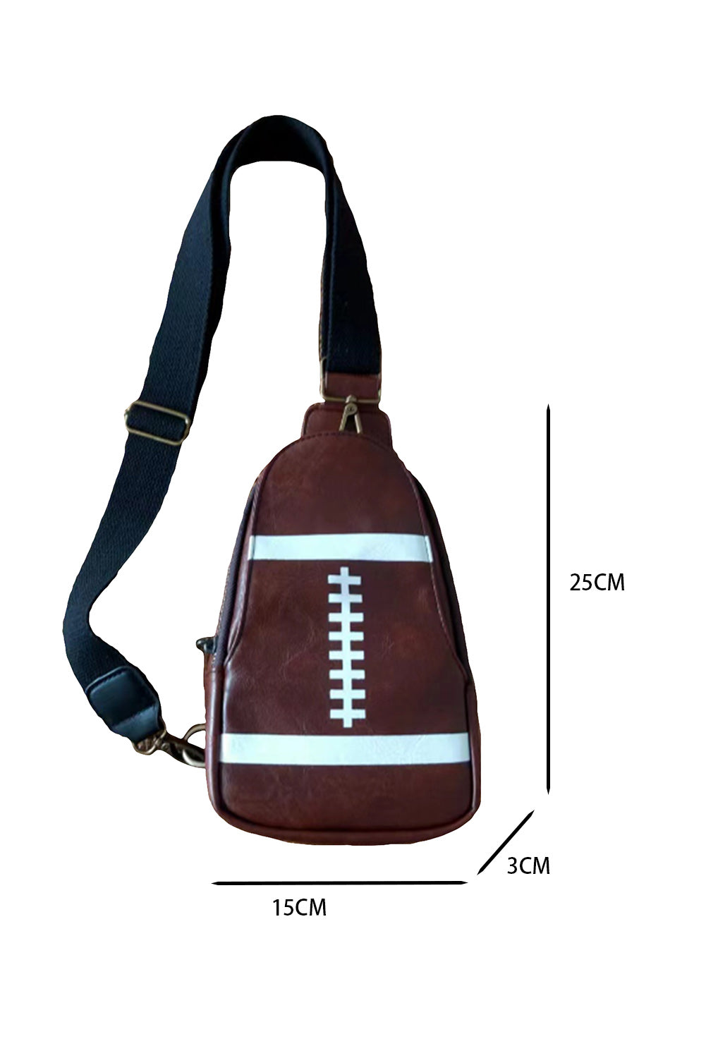 Brown PU Leather Football Mini Crossbody Bag
