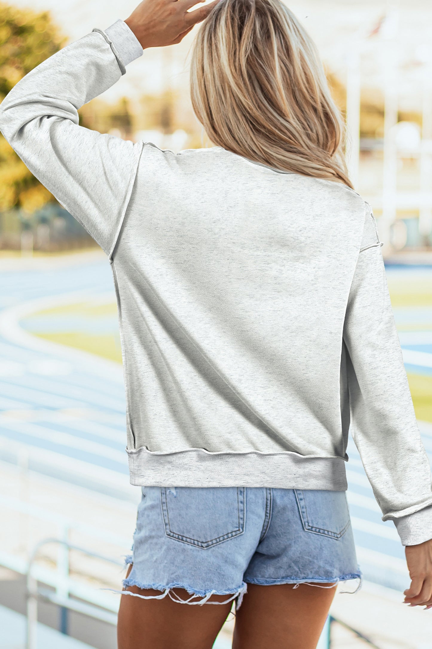 Light Grey Mock Neck Reversible USA/America Graphic Sweatshirt