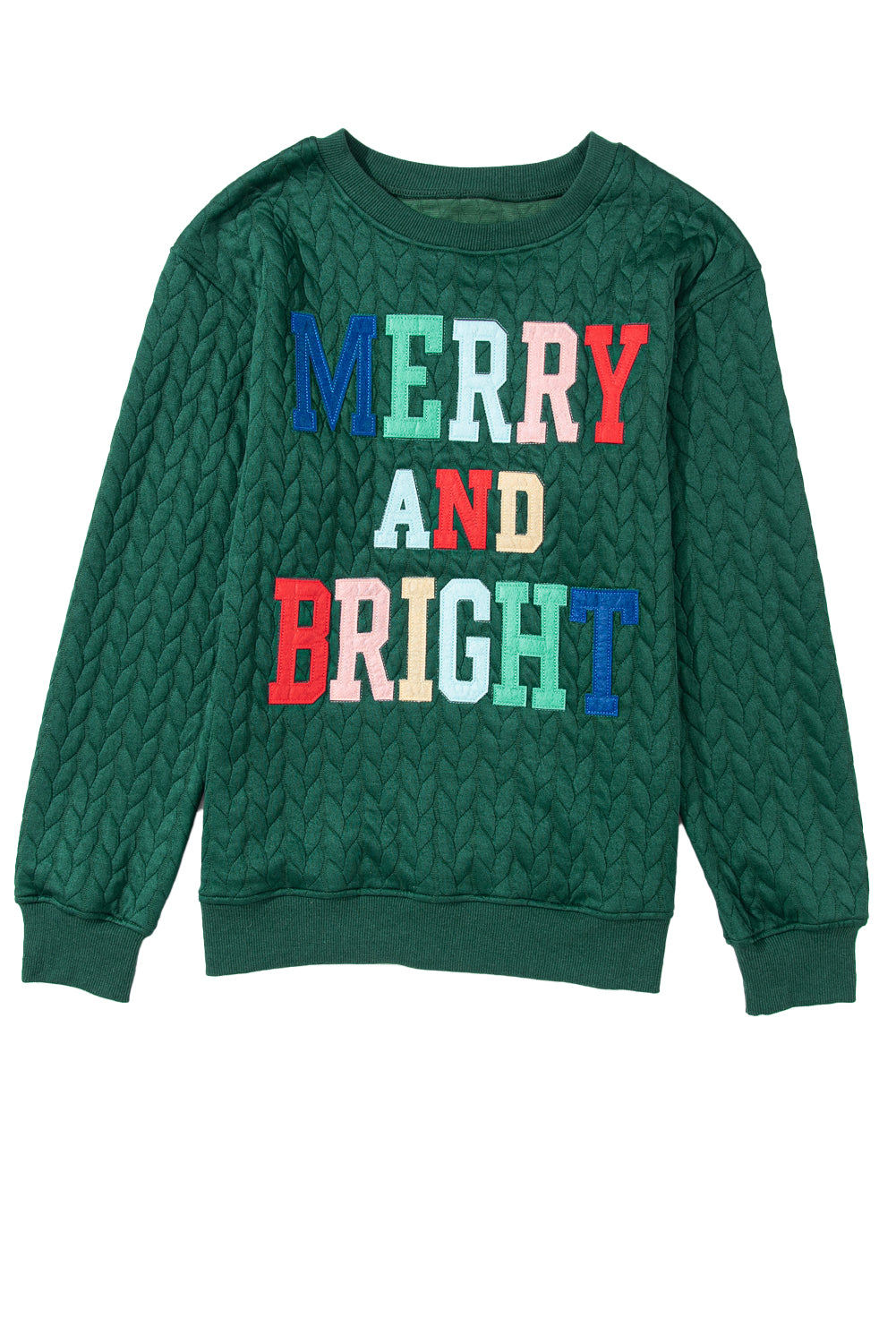 Blackish Green Merry And Bright Quilted Sweatshirt