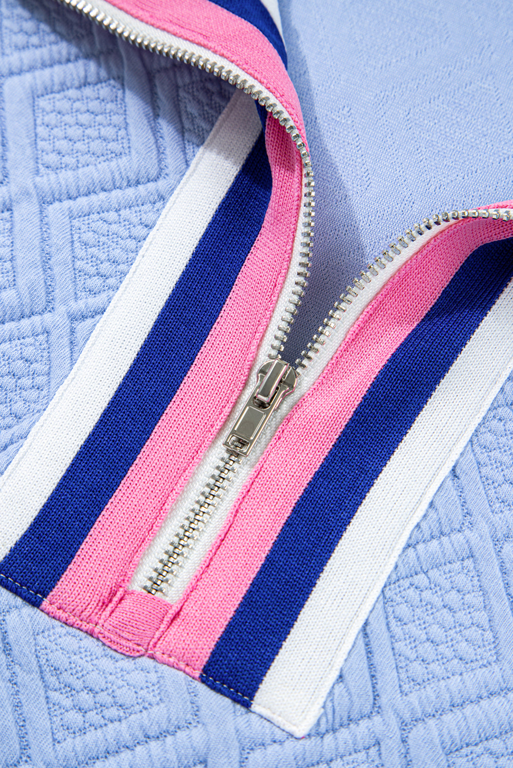 Beau Blue Striped Pop of Color Collared Checkered Textured Plus Size Dress